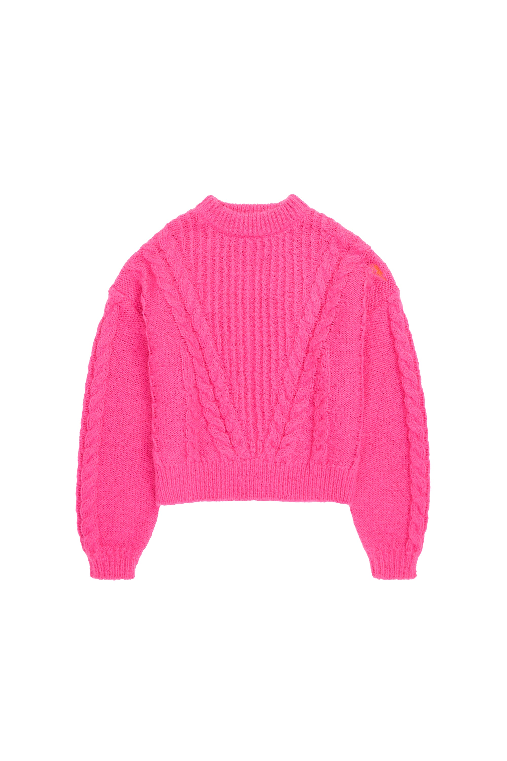 Scamp and Dude Pink Cable Knit Cropped Jumper | Product image of Pink Cable Knit Cropped Jumper on white background