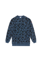 Scamp and Dude Kids Navy with Black Leopard Classic Sweatshirt | Product image of Kids Navy with Black Leopard Classic Sweatshirt on white background