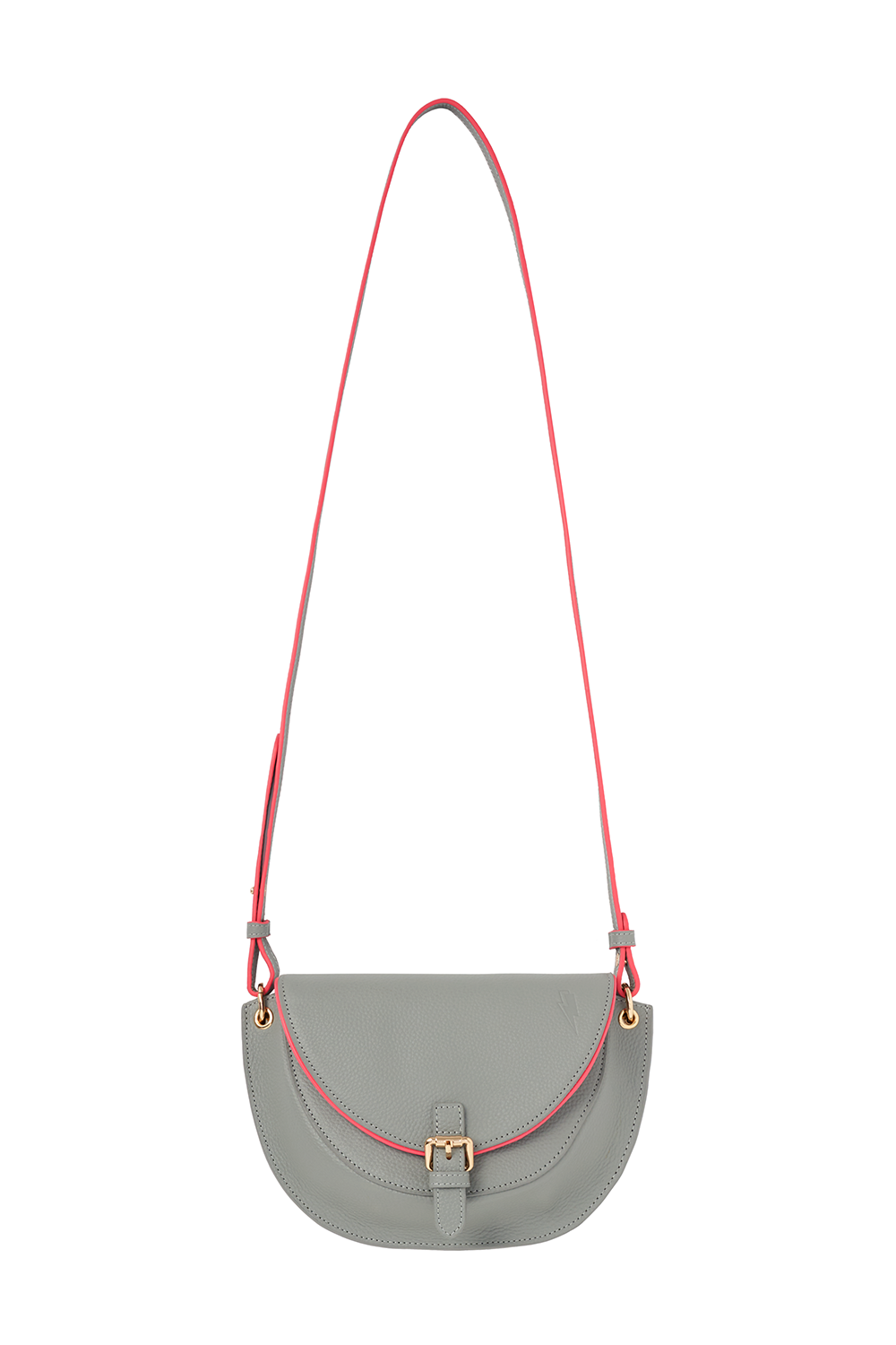 Scamp and Dude Grey Leather Saddle Bag | Product image of Grey Leather Saddle Bag on white background